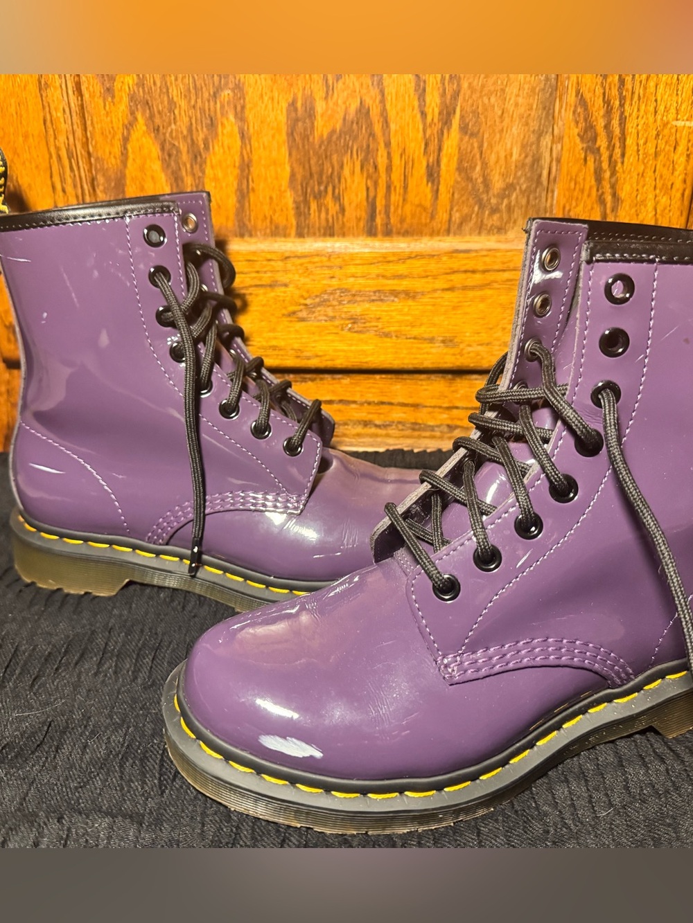 Dr. Martens Purple Patent Leather Lace-Up Combat Boots - Dr. Martens Style